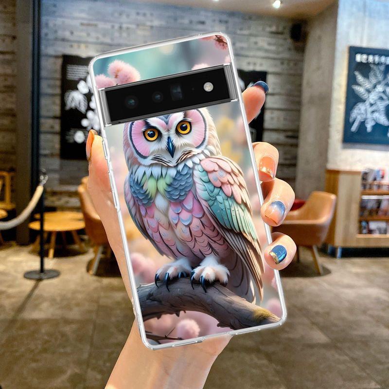 

Phone Case Cover for Google Pixel 9 8 7 6 5 4 4XL 7A 6A 5A 4A 3A Pro XL 5G Transparent Soft TPU Shell Cute Owl Pattern Funda Bag for Pixel 8