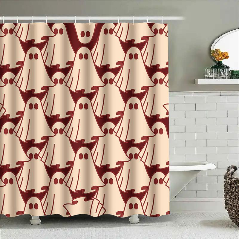 

Tuniu Cute Ghost Shower Curtain Funny Halloween Bathroom Decor For Kids Teens Adults W60H190(CM)-1 Pcs