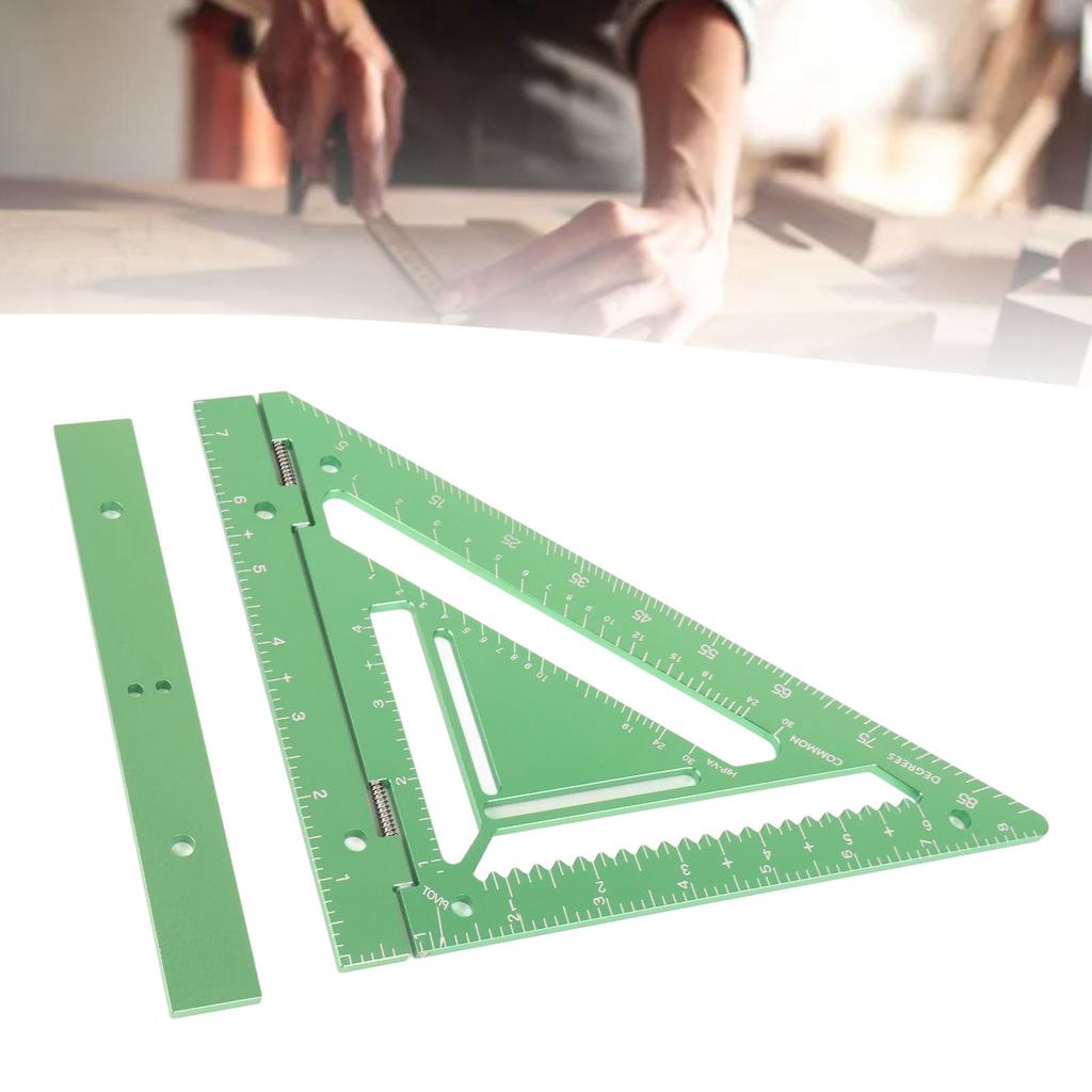 Rafter Square Tool Aluminum Alloy Woodworking Square Ruler with Jig Block Fixing Screw for Carpenter
