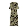 Women's Summer Fashion V-neck Retro Floral Print Short Sleeved Beach Dress With Lace Patchwork Dress