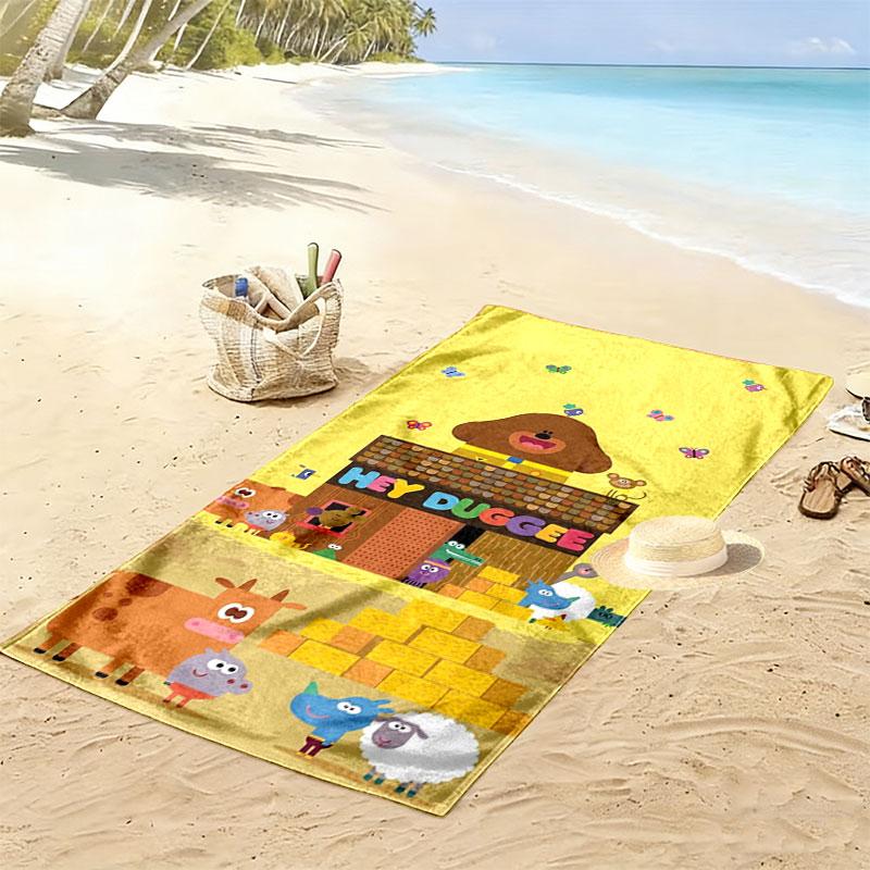 Hey Duggee Print Beach Towel, Large Soft Quick Dry Towel for Beach Camping Swimming