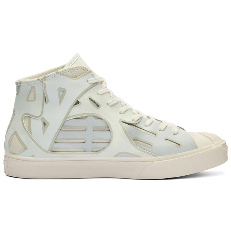 Feng Chen Wang x Converse Jack Purcell Deconstructed Open Smile Casual Non-slip Wear-resistant Mid-top Skate Shoes Unisex White Grey