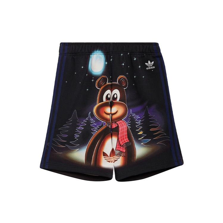 adidas originals x Kerwin Frost Crossover Cartoon Printing Loose Sports Shorts Black Men s HG8777 M