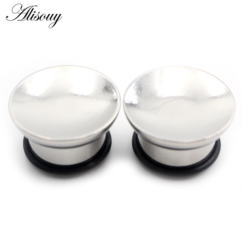 Alisouy 2 Stück konkave, hohle, schalenförmige Ohrstöpsel aus Edelstahl, ausgestellte Ohrstöpsel, Expander, Keilrahmen, Messgeräte, Piercing, Körperschmuck