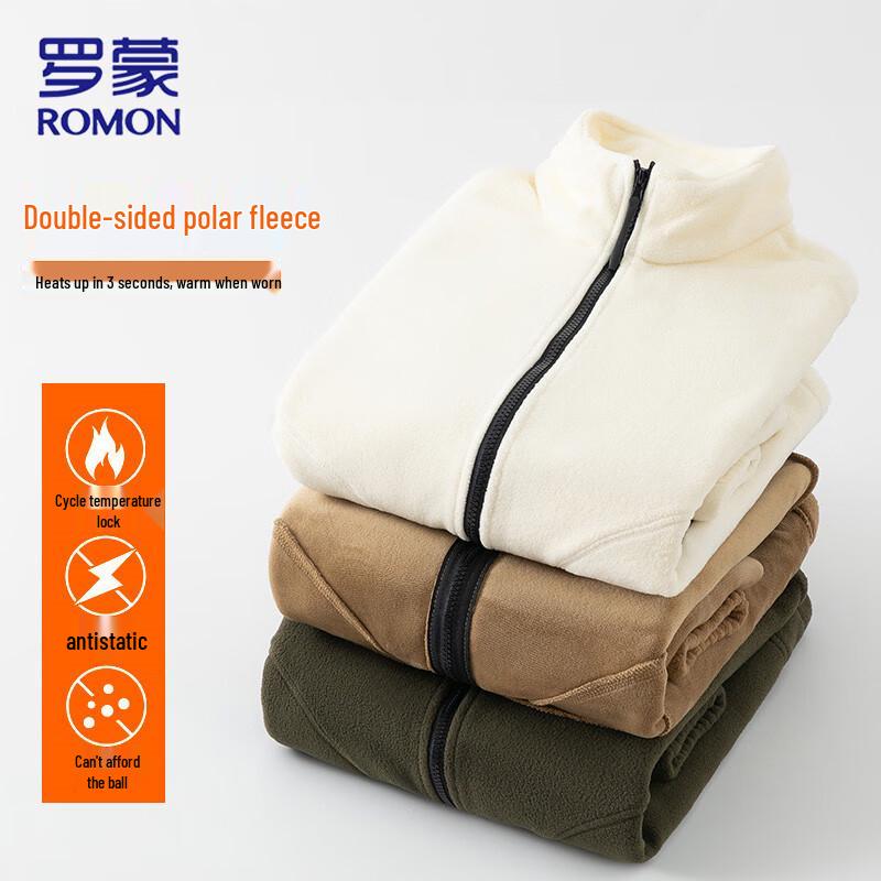 ROMON Men s Thickened Stand-Collar Fleece Jacket 4XL