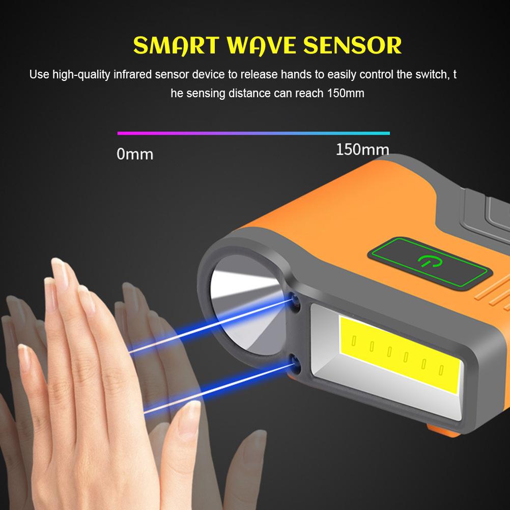 COB Flood Headlamp Sensor  Flashlight LED Waterproof Headlight for Outdoor Fishing Running Cycling Camping