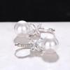 Huitan Graceful Imitation Pearl Drop Earrings Women Aesthetic Dazzling Cubic Zirconia Accessories Noble Charms Wedding