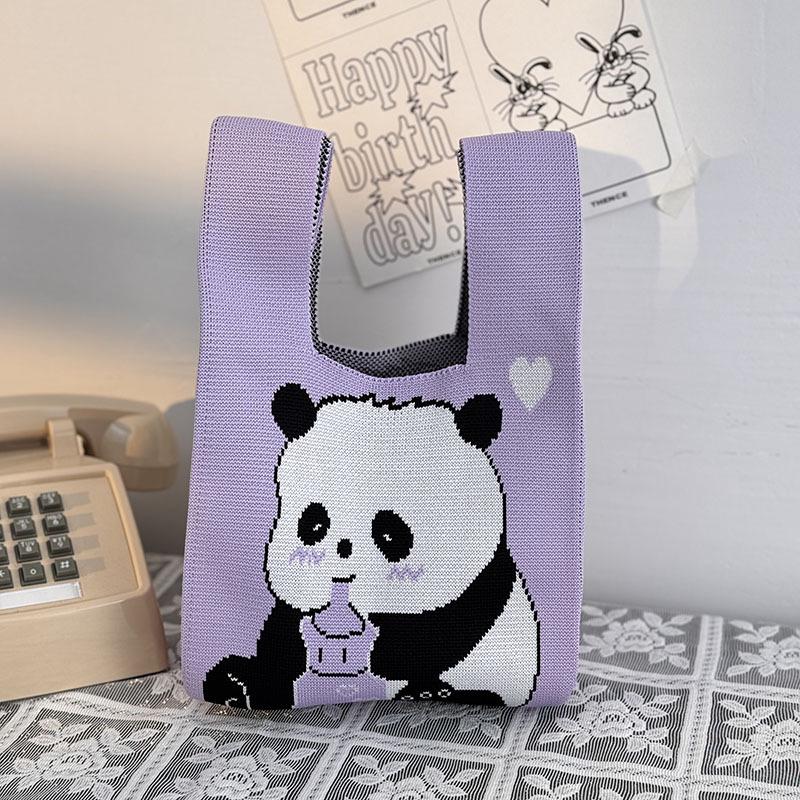 Kuanzhai Alley Souvenir: Chengdu Panda Grandpa Knitted Women's Tote Bag