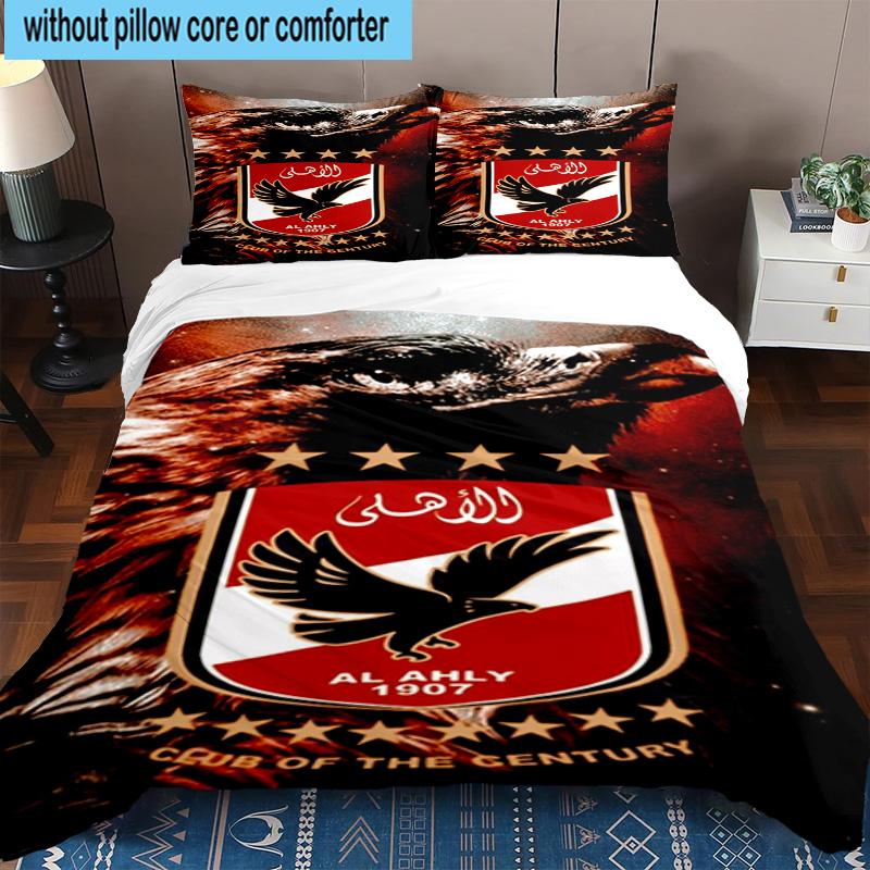 3pcs Al Ahly FC Printed Bedding Set Duvet Cover Closure Includes 1 Duvet Cover & 2 Pillowcases Bedding Sets Home Decor Gifts
