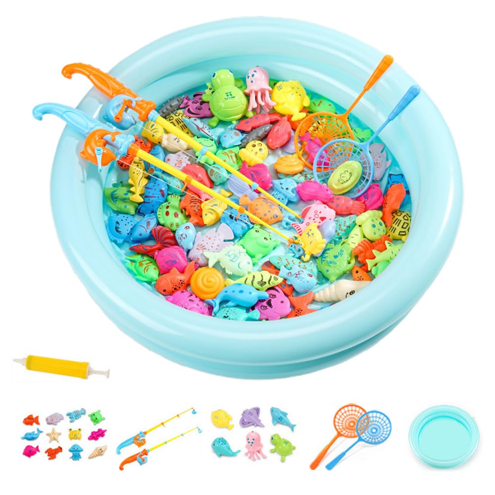 

51-Piece Water Toy Set with Fishing Game, Bath Toy, Magnetic Fishing Game, and Storage Basket, Educational Toy for Kids, Birthday Gift, or Preschool