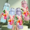 1PC Bright Blush Pink Peony Flower Bloom Print 750ml Color Plastic Sports Water Bottle Leakproof Flip Straw Lid Suitable for Sports Office Home Use