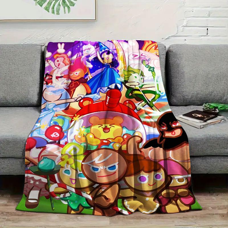 1Pc CookieKingdom Print Flannel Blanket, High quality Comfortable for All Seasons, Home Decor, Warmth and Comfort, Perfect for Christmas Gifts