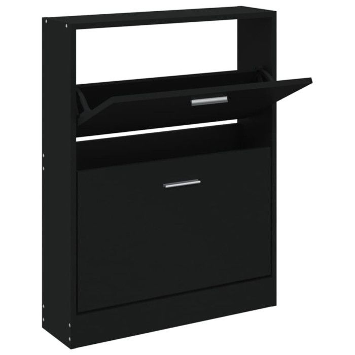 VidaXL Shoe Cabinet Black 59x17x81 Cm Engineered Wood 342536