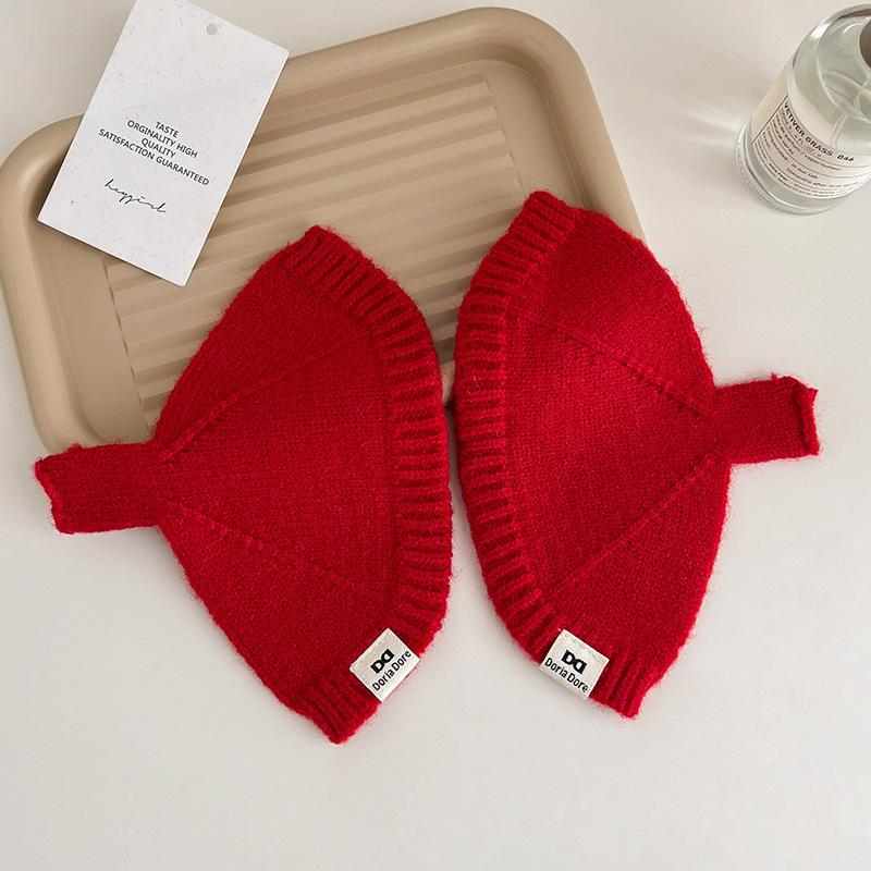 Novo Estilo de Inverno Estilo Concha Cor Sólida Luvas Tricotadas para Estudantes e Mulheres Quentes e Versáteis Dedos Expostos Mangas de Personalidade