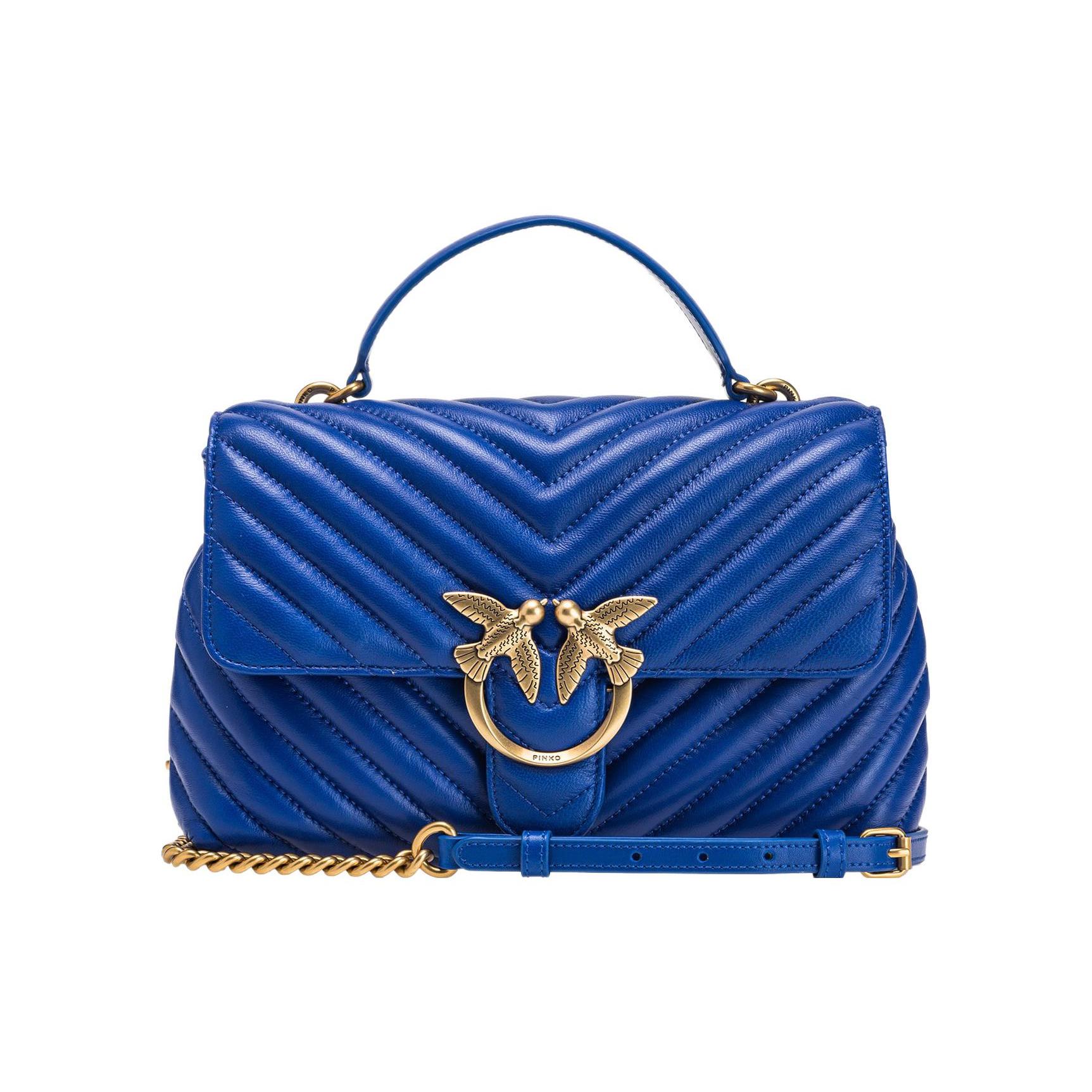 

Новая розовая сумка PINKO Puff из овчины с коровьей кожей, сумка через плечо, сумка кросс-боди, женская, синяя 100043-A0GK-F99Q 25.9*7.1*16.0CM