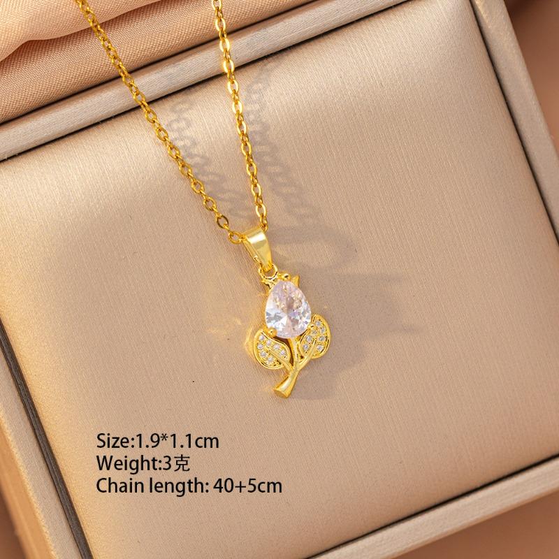 [Titanium Steel] Necklace Women's Copper Micro-inlaid Electroplating Advanced Sense Delicate Clavicle Chain Jewelry