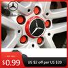 Autosticker Nieuw 4 stuks 75 mm Zwart Rood Verhoogd Autostyling Wielnaafdopjes Naafdoppen Badge Voor Mercedes Benz AMG A0004000900 Auto A