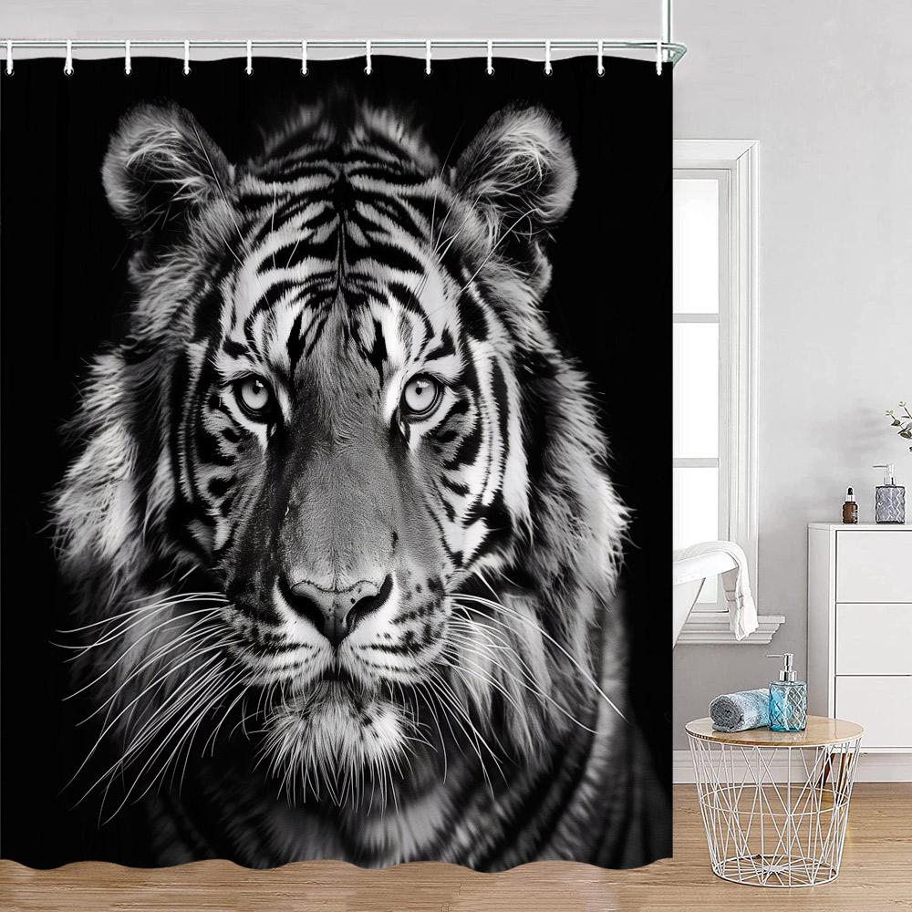 Wild Animals Shower Curtains Tigers Panthers Lions Wolves Bathroom Curtain Modern Polyester Fabric Home Decorations For Bath