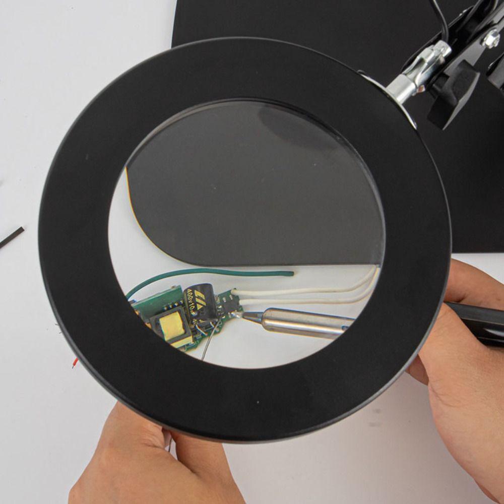 10 Brightness Levels Desk Lamp Adjustable Folding Arm Lamp Magnifying Glass Light  Office Use