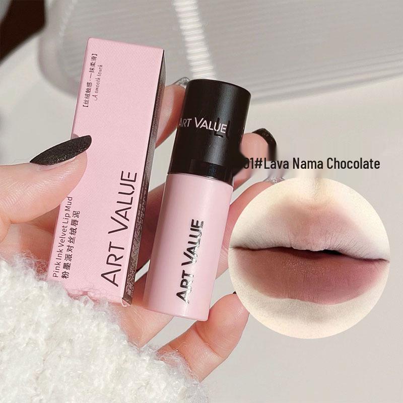 Art Value Velvet Lip Mud: Matte, Leichter, Nicht-Austrocknender Party-Lipgloss in Pink & Schwarz für Vielseitiges Herbst-/Winter-Make-up