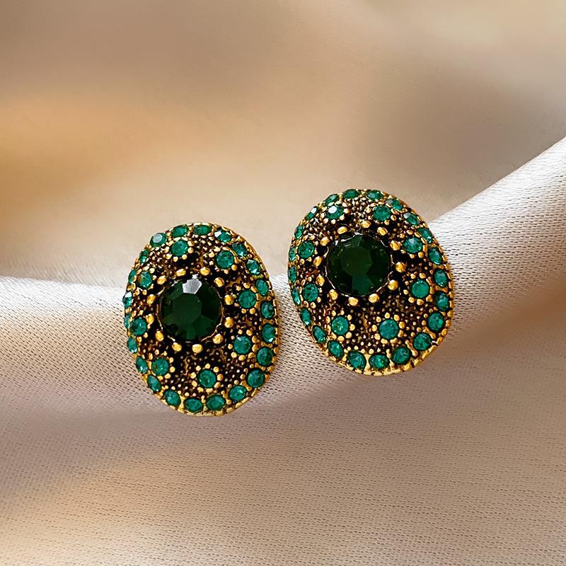 

Винтажные овальные серьги с кристаллами и стразами - ретро-подвески для женщин, элегантные серьги в дворцовом стиле, легкий и роскошный подарок. 1pair