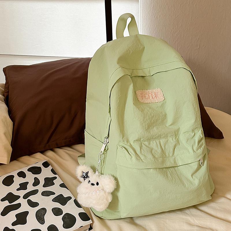 Backpack Color Solid With Padded Straps Letter Print For School Travel Gift