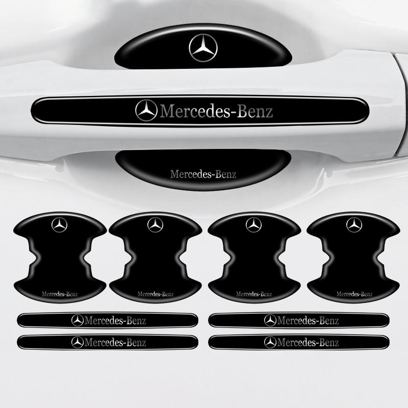 QEB1 4/8pcs Car Door Handle Protect Bowl Anti Scratch Reflective Sticker For Mercedes Benz A C E CLA180 GLB200 GLC300 CLS GLA E Class
