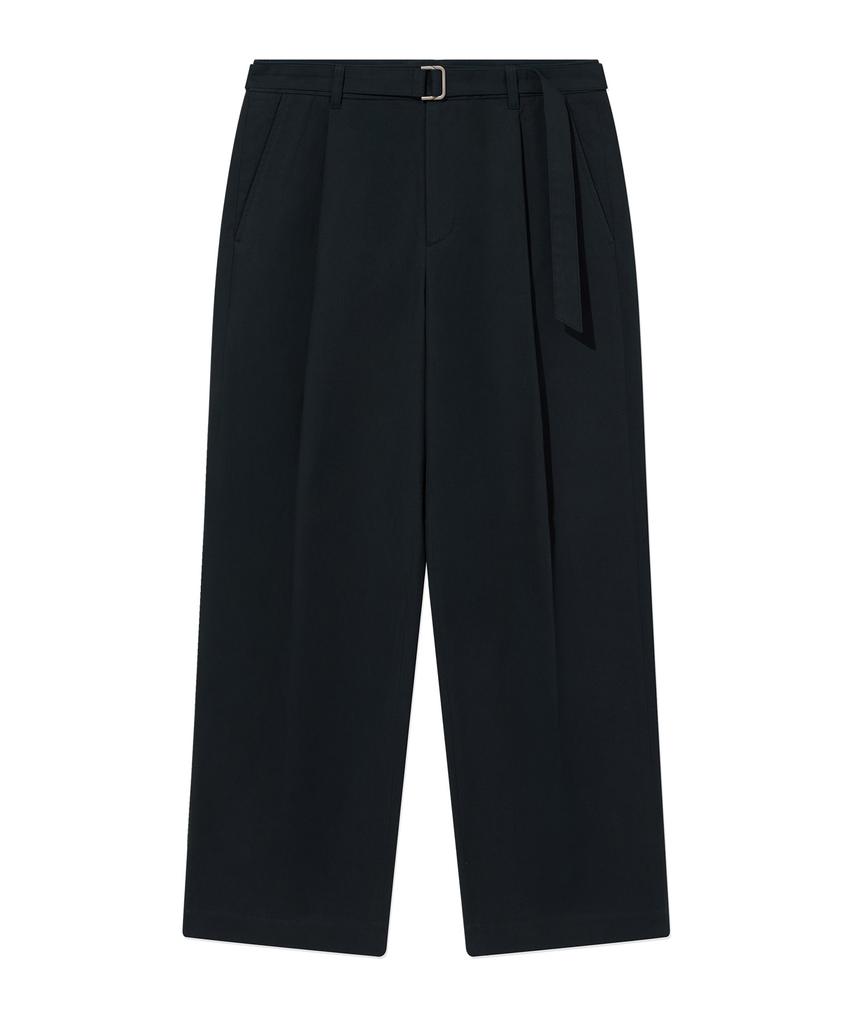 COVERNAT Semi-Wide Cotton Belted Pants Dark Navy