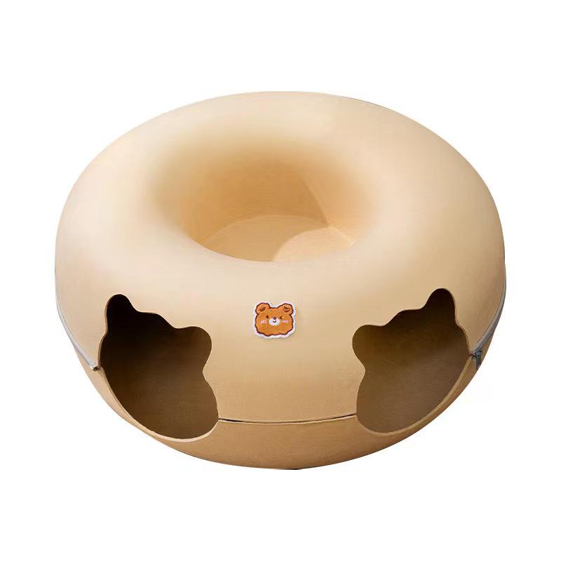 Animal-Shaped Felt Cat Tunnel Bed & Toy