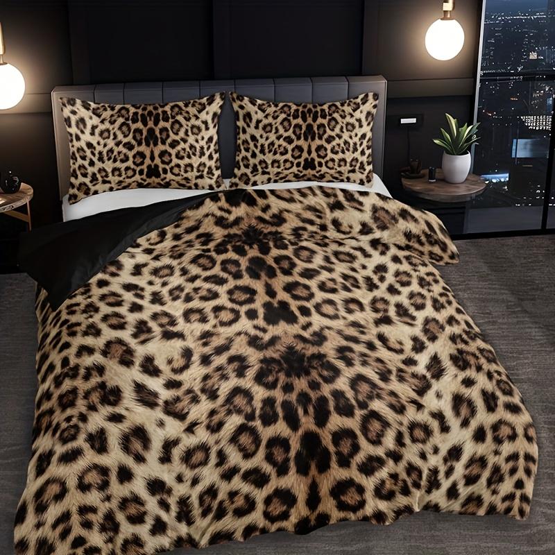 Moda Leopar Desenli Nevresim Takımı 1 Nevresim + 2 Yastık Kılıfı Yüksek Çözünürlüklü Ev Yatak Odası Dekorasyonu Rahat Yatak Odası Şık Ev