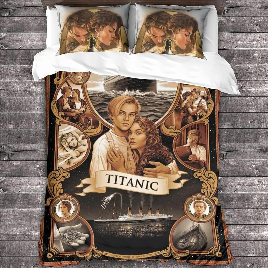 Juego de ropa de cama con funda nórdica y funda de almohada de la película Titanic, decoración para dormitorio de adulto, niño o niña, regalo para niños, tamaño individual o doble.