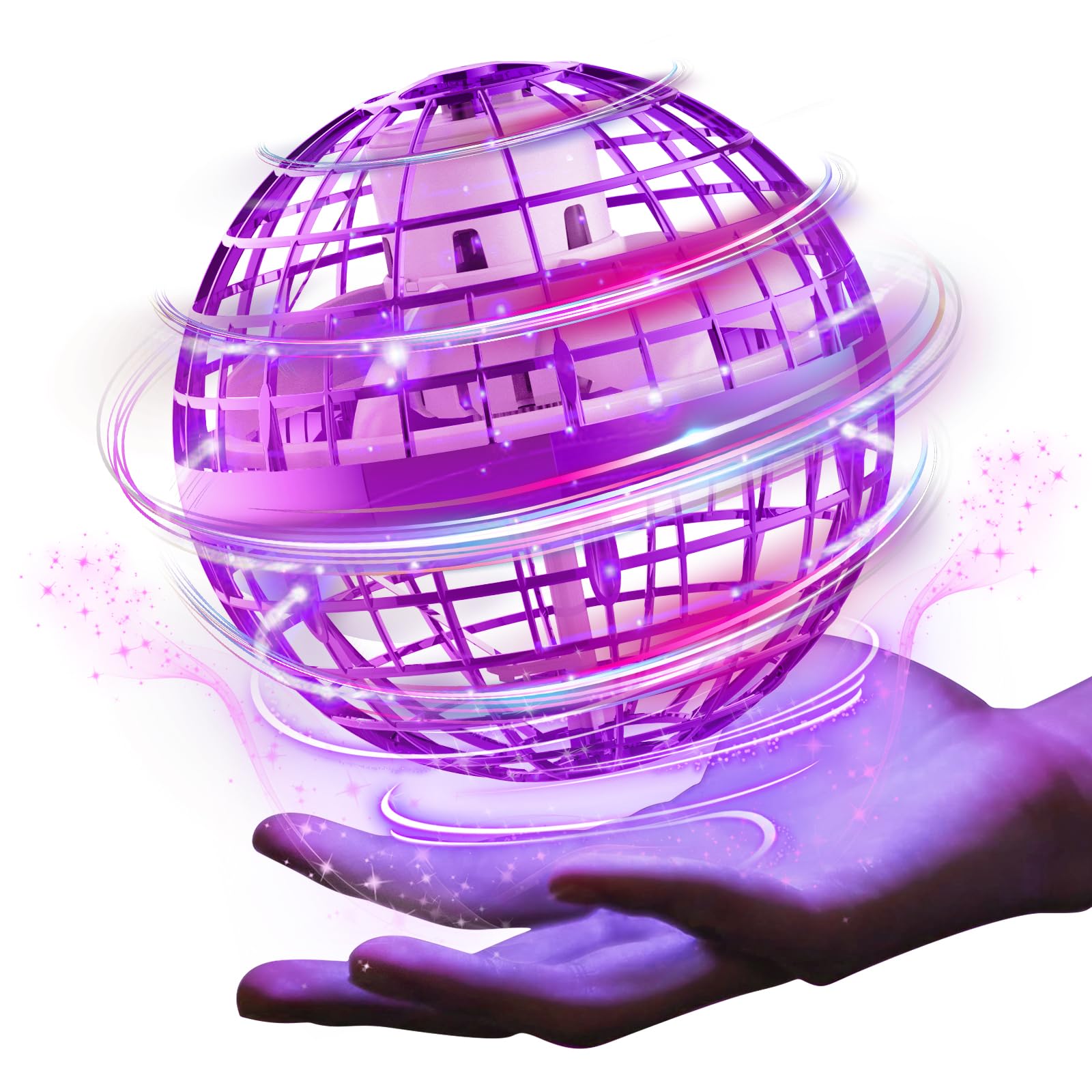 Gimama Flying Ball, Gyro, Flying Ball Toy, UFO Toy, Boomerang Spinner with LED Light, Popular Christmas Gift (Purple)