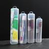 1Pc Portable Makeup Brush Organizer Eyebrow Pencil Tableware Chopsticks Transparent With Cover Storage Box Kitchen Accessories