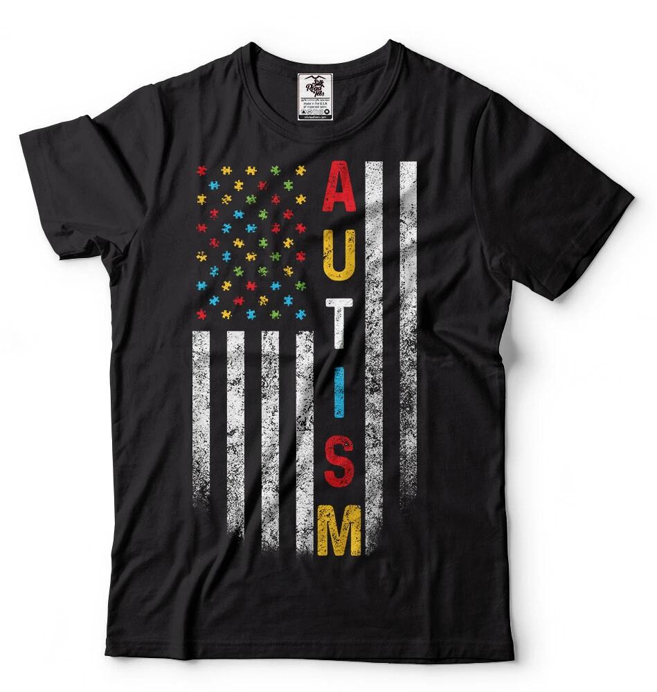Autism Awareness Support T-shirt Autism Puzzle Piece Flag Autism Awareness Tee 2XL