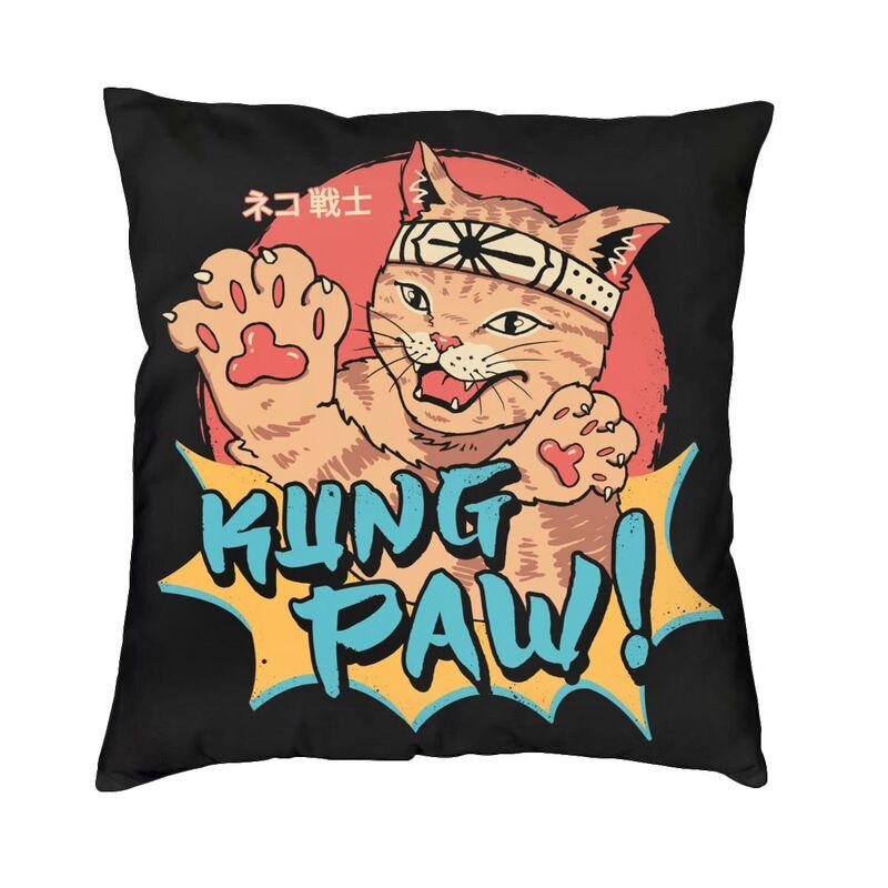 Funny Catana Feline Cat Cushion Cover 35x35 Cm Japanese Samurai Cat Dog Throw Pillow Cases Decoration Salon Sofa Chair Pillows