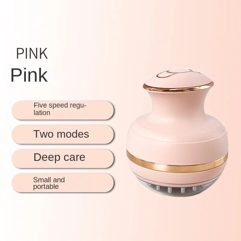 Электрическая расческа для ухода за волосами, вибрирующая головка, инструмент для прочистки меридианов, распылитель эфирного масла, питательный массажер для кожи головы, многофункциональный массажер розовый