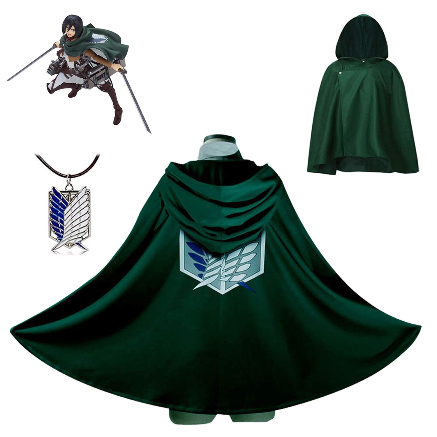 Mannen Vrouwen Kap Kinderen Cosplay shingeki no kyojin Kap Shingeki No Kyojin Survey Corps Kap Mantel Groene Sjaal 120CM-130CM black