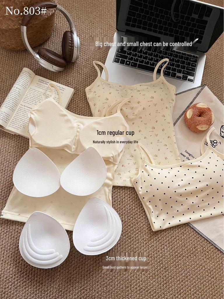 Gepolsterter Camisole im koreanischen Stil mit Tupfen – Vielseitig als Unter- oder Oberbekleidung