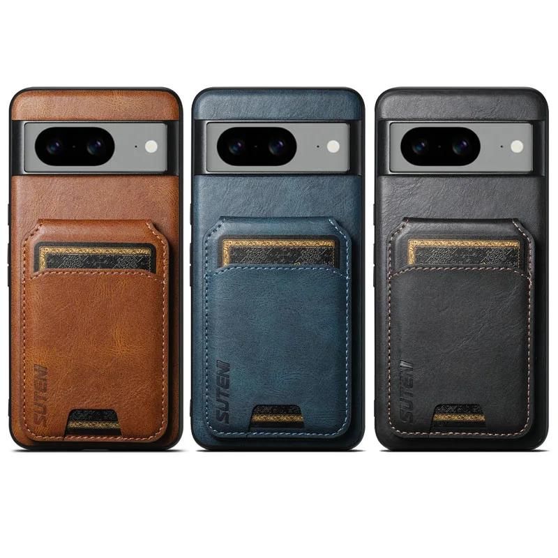 For Magsafe Flip Leather Wallet Card Case Google Pixel 9 Pro XL 8Pro 7A 6 Pro Shockproof Card Holder Pocket Cover Cases