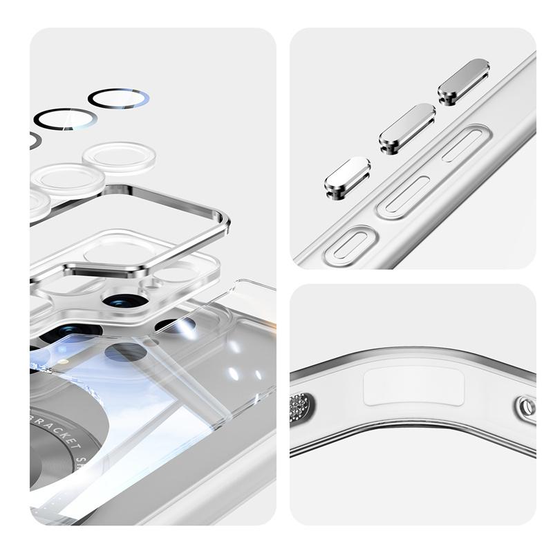 Transparent Hard Case For For Samsung Galaxy S25 S24 S23 Ultra Plus For Magsafe Magnetic Charge Shockproof Armor Stand Holder Cover
