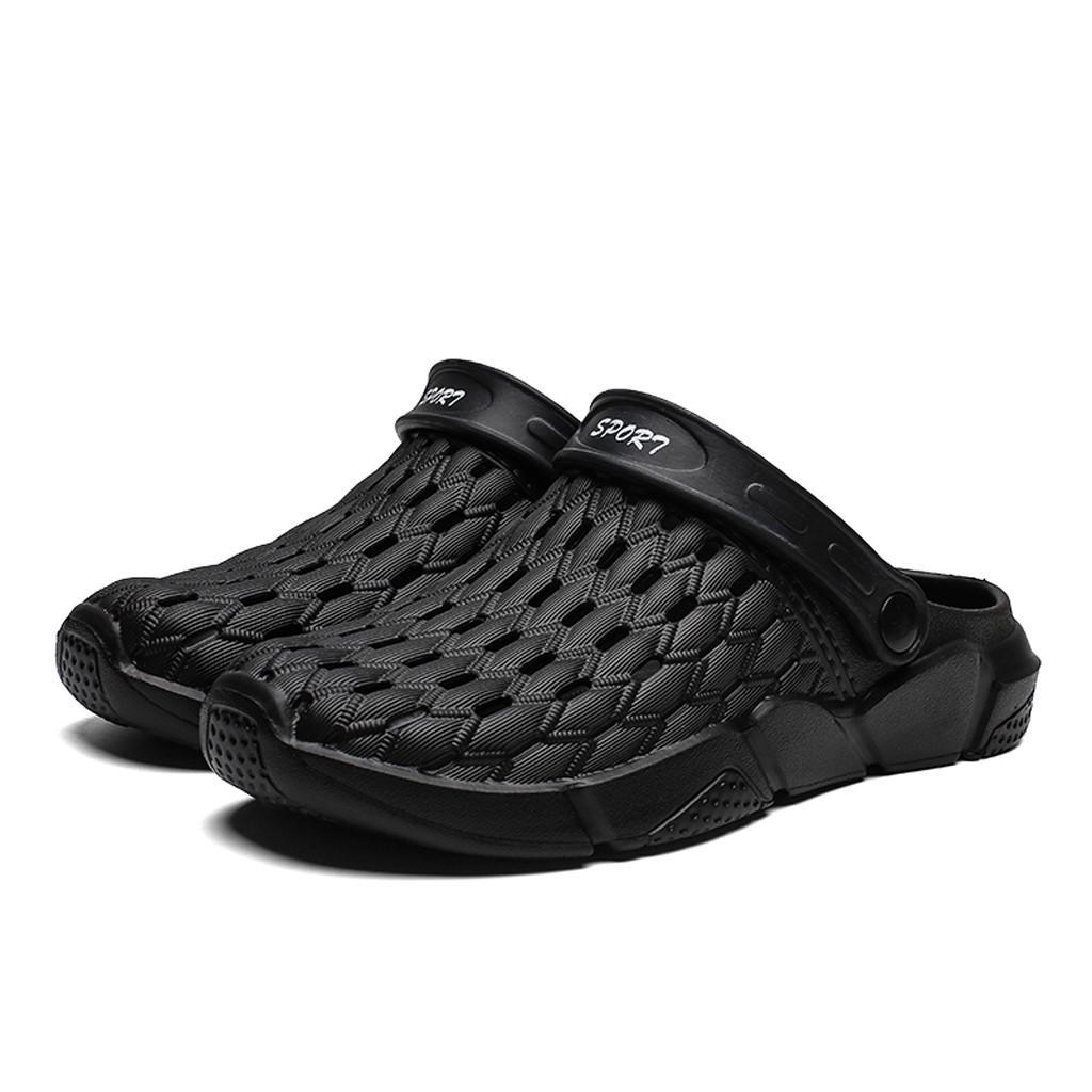 

Мужские и женские дышащие нескользящие сандалии на плоской подошве, шлепанцы, повседневная пляжная обувь, тапочки 46 чёрный