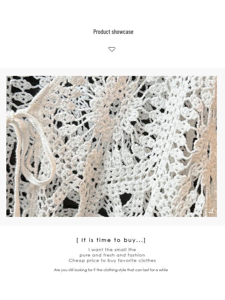 Bohemian Crochet Tie-Up Knit Cardigan - Women's Long Sleeve Sun Protection Top