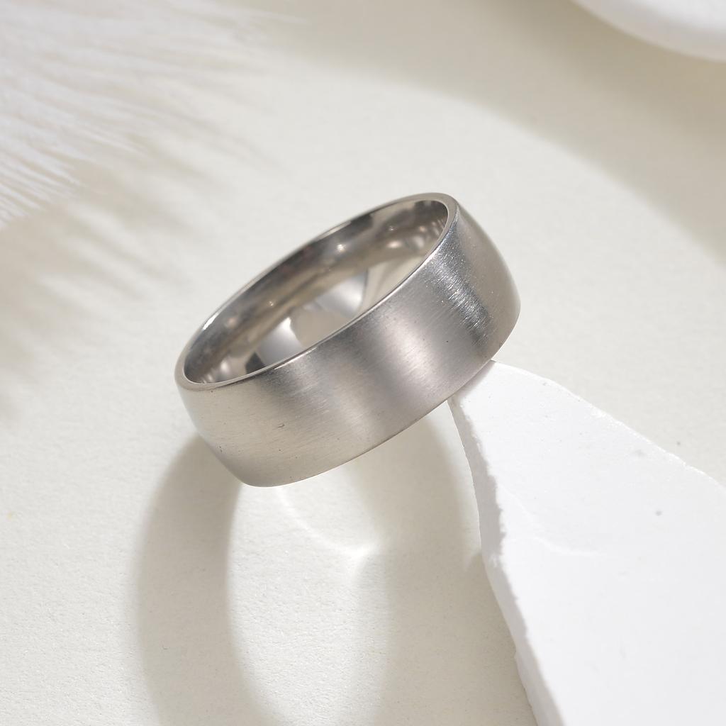 European and American Simple and Trendy Men's Jewelry 8mm Wide Ring with Arc Shape That Does Not Fade
