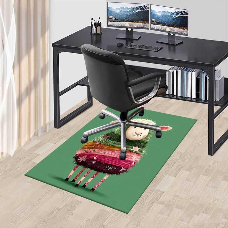1PC sheep flowers Non-Slip Floor Carpet Compatible for Office&Living Room&Bedroom&Dining room - Flat-Weave Machine-W320