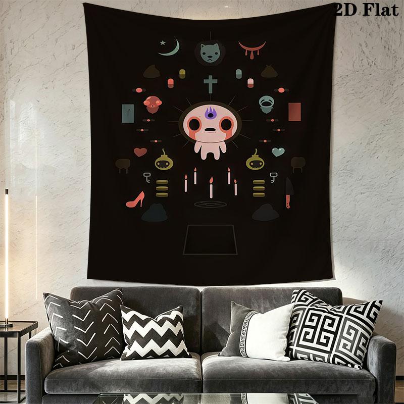 TBOI Horror Cartoon Wall Hanging Printed Fabric Blanket Decorative Tapestries for Bedroom Living Room Home Decor