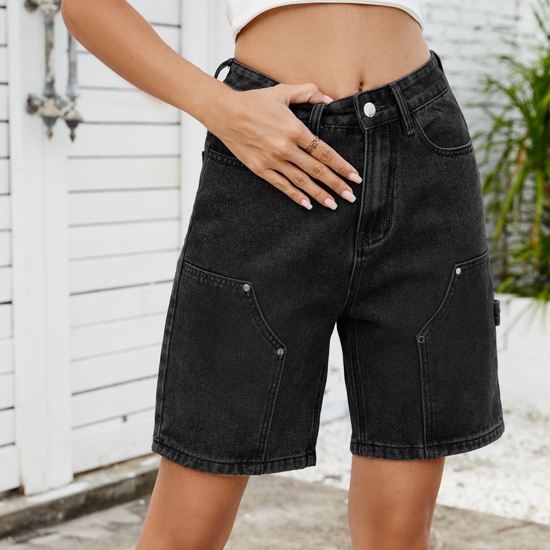 

Женские джинсовые шорты с высокой посадкой, модные длинные джинсовые шорты Black Gray M