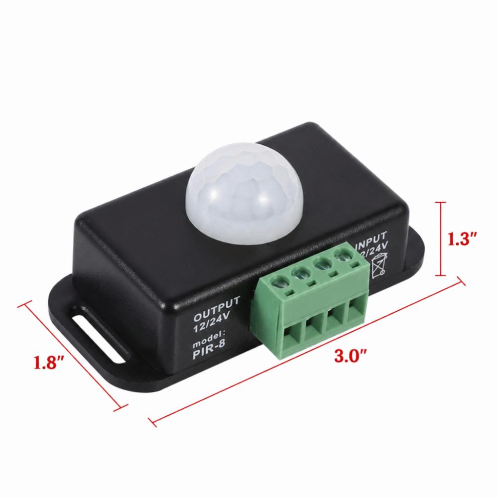3.0*1.8*1.3in Motion Sensor LED Switch DC 12V/24V Infrared PIR Motion Sensor  LED Strip Lighting