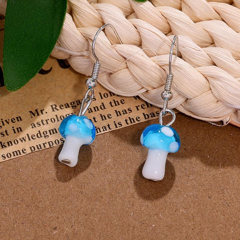 European and American three-dimensional sweet little mushroom earrings cartoon cute simulation food play creative versatile multi-color earrings