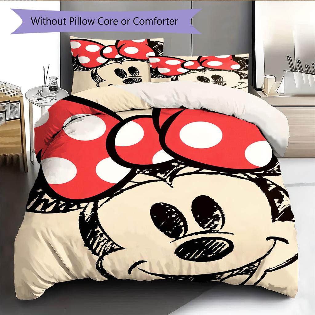 Sweet and Heart-themed Mickey & Minnie Couple Patterns – The Perfect Choice for Decorating A Child's Bedroom. Warm Bedding Set.