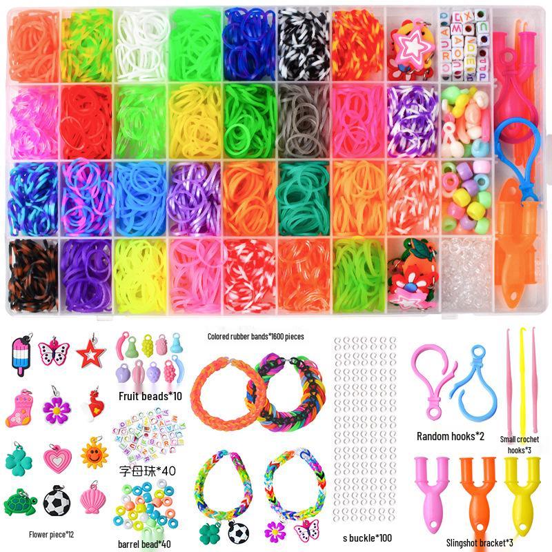 Stav na gumičky Rainbow pro děti - DIY náramek hračka s 28, 32 mřížkami